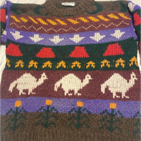 Ecuador Inkas Hand Made in Ecuador 100% Wool Patterned Sweater Warm - Picture 2 of 7